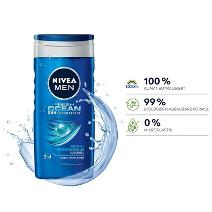 Gel de duș Nivea Men Fresh Ocean, 250ml, albastru