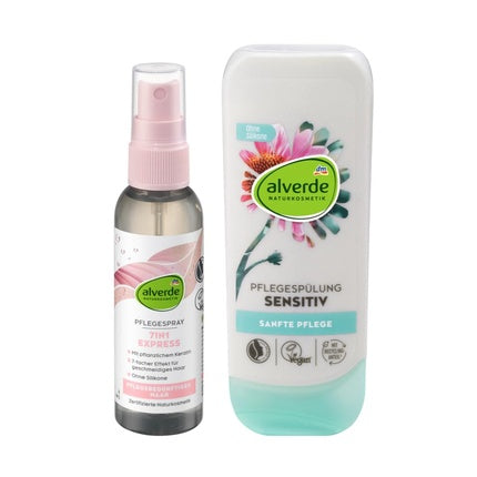 Set îngrijire păr, Alverde, spray și balsam, natural