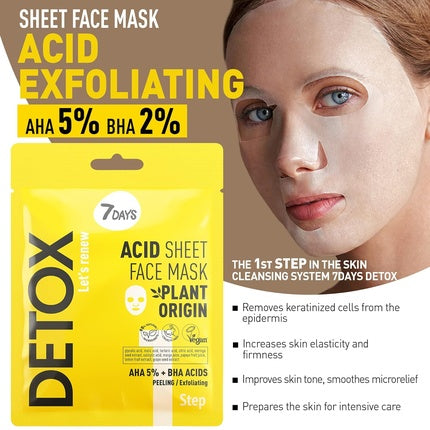 Măști Față, 7days, 3-Phase Detox, galben-negru