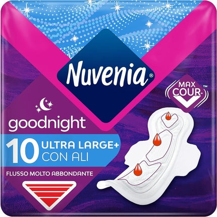 Absorbante de noapte, Nuvenia Ultra, aripioare, 10 buc