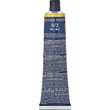 Vopsea de Păr Permanentă, Wella Koleston Perfect Me+, Blond Deschis Auriu 8/3, 60ml