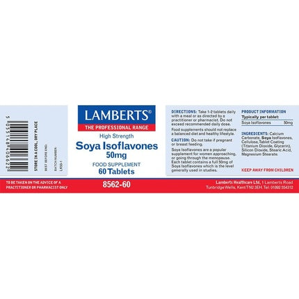 Supliment Lamberts Isoflavone din Soia, 50mg, 60 tablete