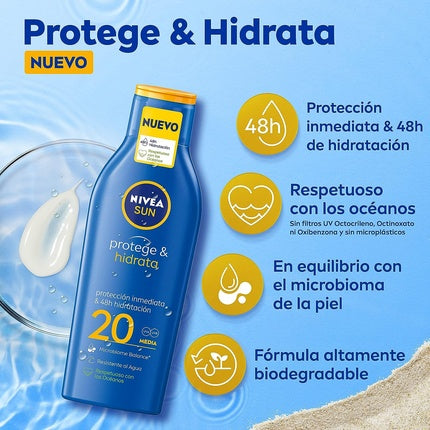 Loțiune Protecție Solară, Nivea Sun, SPF20, 200ml, Albastru