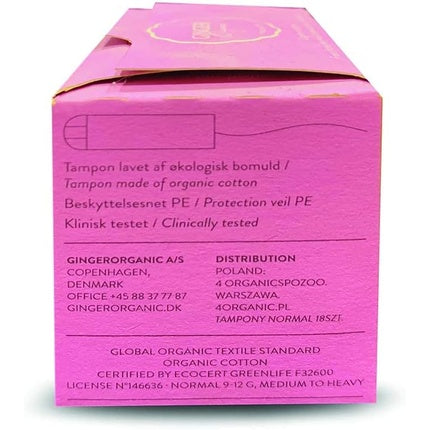Tampoane Ginger Organic Mini 18 buc, carton roz