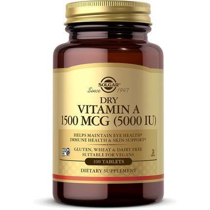 Vitamine, Solgar, Dry Vitamin A 1500mcg, 100 tablete