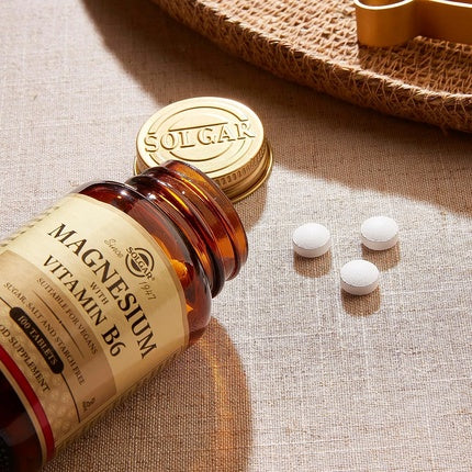 Minerale Solgar, Magneziu cu Vitamina B6, 100 Tablete