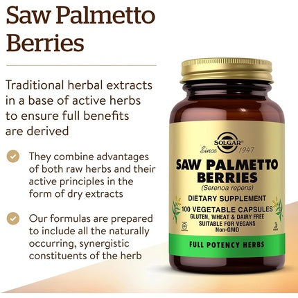 Supliment alimentar, Solgar, Saw Palmetto Berries, 100 capsule vegetale