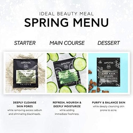 Masca de fata, Apivita, Green Clay, 8ml, Pack de 2