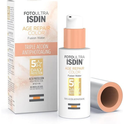 Cremă protecție solară, ISDIN, FotoUltra Age Repair SPF 50, nuanțator
