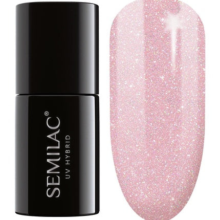Lac gel UV, Semilac, Extend Base 805, roz gliter, 7ml
