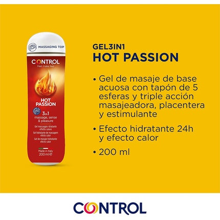 Lubrifiant, Control, 3 in 1 Hot Passion, roșu, 200ml