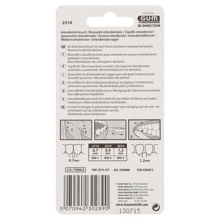 Periuță interdentară, GUM, Proxab Brush, albastru deschis