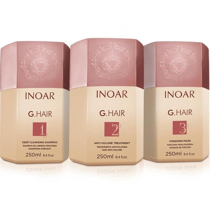 Kit Tratament Keratină, Inoar, G-hair, 3x250ml, bej