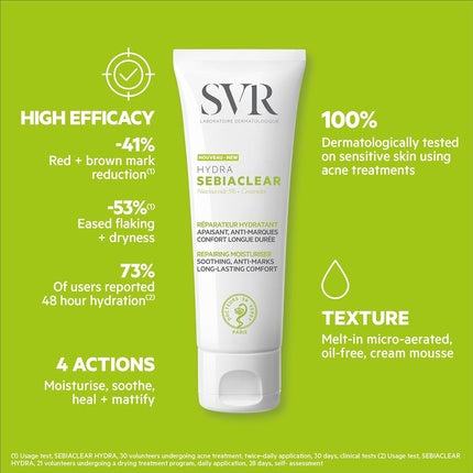 Cremă față, SVR, Sebiaclear Hydra 40ml, ten gras cu tendințe acneice