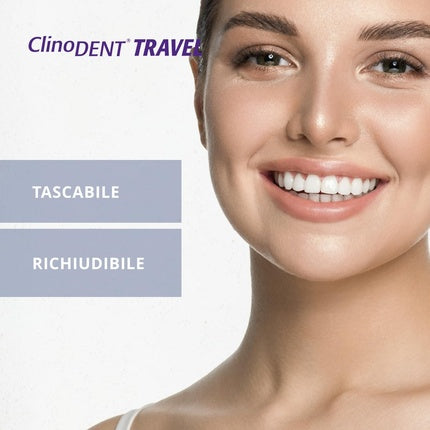 Trusă orală Clinodent Travel, mov, periuță blocabilă