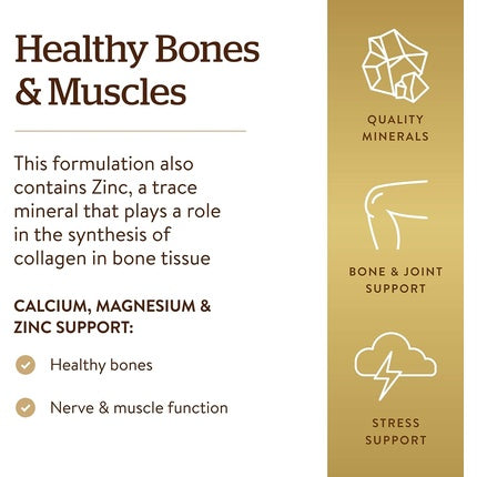 Tablete Solgar, Calcium Magnesium Plus Zinc, 250 bucati