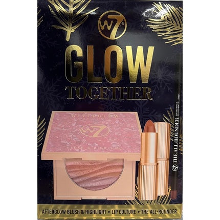 Set machiaj W7 Glow Together, blush si ruj, roz
