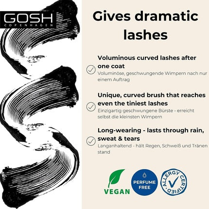 Mascara Gosh Drama Volume & Curve, Extreme Black