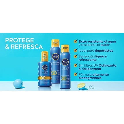Spray protecție solară, Nivea, Protect & Refresh, albastru, SPF 50, 200ml