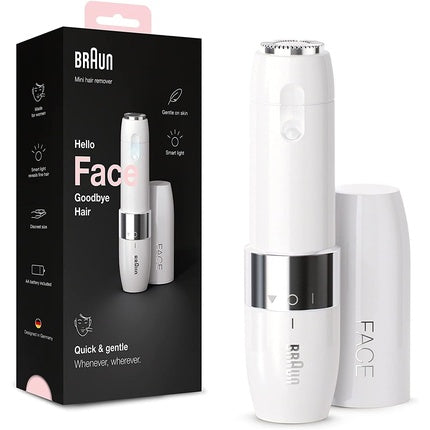 Epilator facial Braun Face Mini, lumină inteligentă, alb