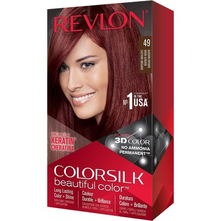 Vopsea păr, Revlon, Colorsilk 49, maro roșcat