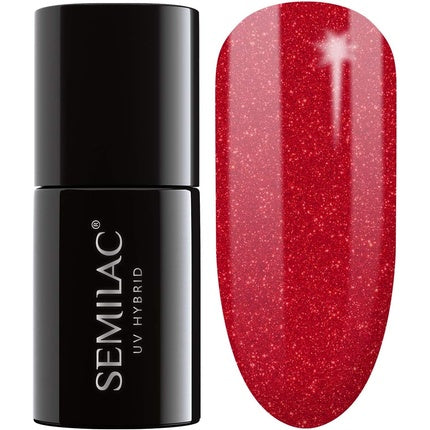 Ojă UV, Semilac, Glitter Red 025, roșu sclipitor, 7ml