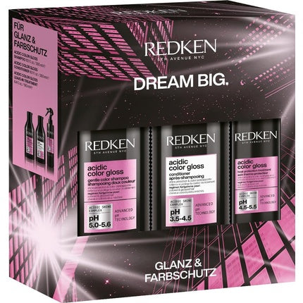 Set Îngrijire, Redken, Acidic Color Gloss, 3 piese, roz