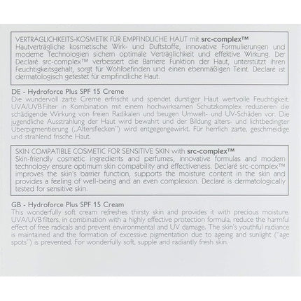 Cremă protecție solară, Declare Hydroforce Plus, SPF 15