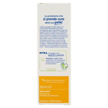 Crema de fata cu protectie solara, Nivea SUN, Q10 Anti-Aging, SPF50, 50ml
