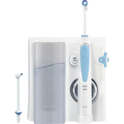 Irigator bucal Oral-B Oxyjet, sistem de curățare, alb/albastru