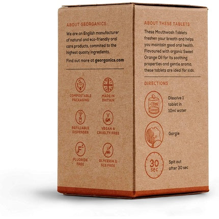 Tablete apă de gură, Georganics, portocaliu, 180 bucăți