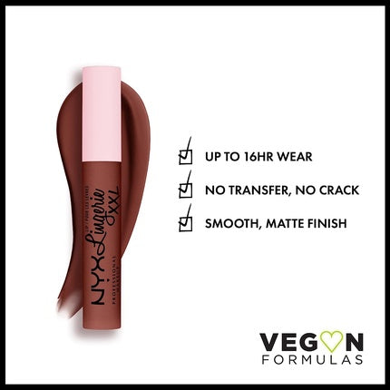 Ruj lichid NYX Lip Lingerie XXL, maro cald, 0.13 Fl Oz