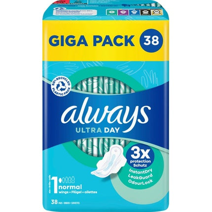 Absorbante Always, Ultra Day, Normal, 38 buc, cu aripioare