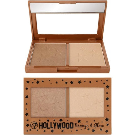 Pudră Duo W7, Hollywood Bronze & Glow, bronz și iluminator, maro și bej