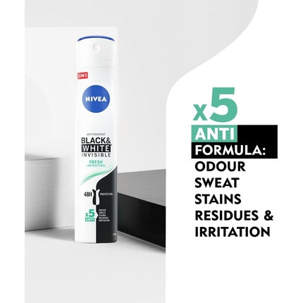 Spray deodorant, Nivea, Black & White Invisible, 200 ml, alb