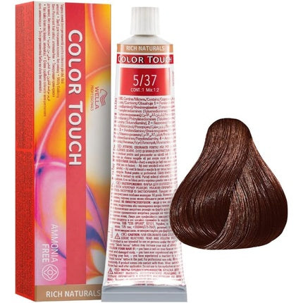 Vopsea de par, Wella, Color Touch 5/37, Saten deschis auriu-castaniu