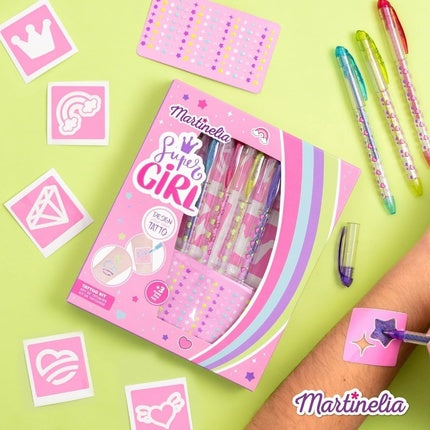 Set tatuaje temporare, Martinelia, Super Girl, pentru copii