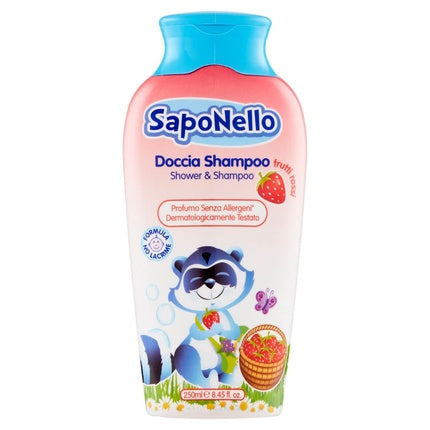 Gel de duș și șampon copii, Saponello, fructe roșii, 250ml