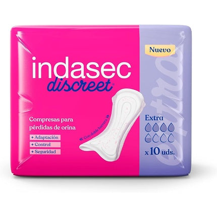 Pachet absorbante, Indasec, Discreet Extra, 10 unități