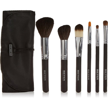 Set pensule machiaj, Beter, cu husă pliabilă, 6 piese