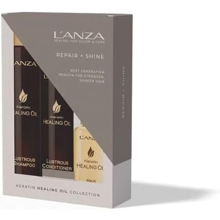 Set Îngrijire Păr, Lanza, Keratin Healing Oil, negru-bej
