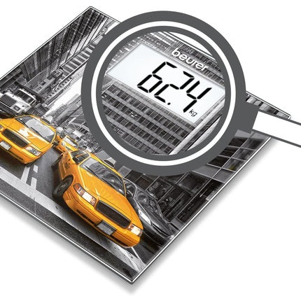 Cantar sticla Beurer GS 203, galben, design New York