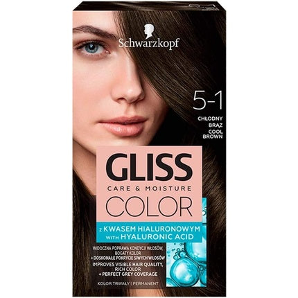 Cremă de colorare păr, Schwarzkopf, Gliss Color, 5-1 Castel Rece, 142ml