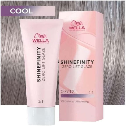 Vopsea de păr, Wella, Shinefinity 07/12, Blond Cenușiu Mediu Mat, Demi-Permanent, 60ml