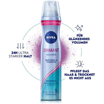 Spray de păr, Nivea, Diamond Volume, argintiu, 250 ml
