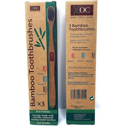 Periuță eco, Xpel, Bamboo, 3X culori perii, biodegradabil