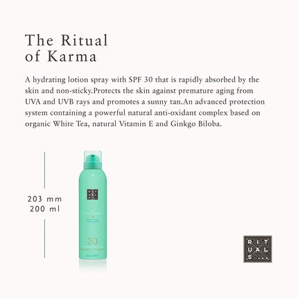 Spray Protecție Solară Rituals The Ritual Of Karma, SPF 30, Verde, 200 ml