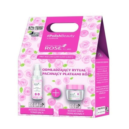 Set Îngrijire Față, Floslek, Rose, Apă Tonica și Cremă Zi