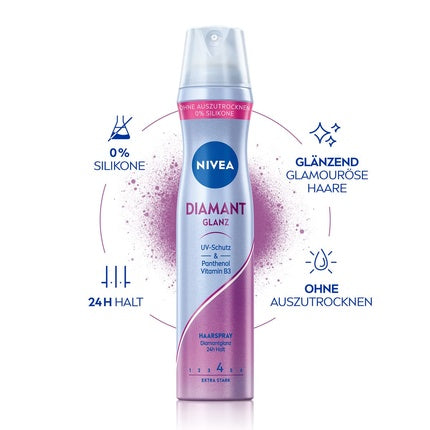 Spray fixativ, Nivea, Diamond Shine, extra puternic, 250ml