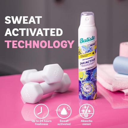 Șampon uscat Batiste 24H Active, 200ml, albastru-galben